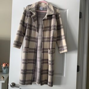 Cyrus - Plaid Open Front Cardigan Coat (Size Small)
